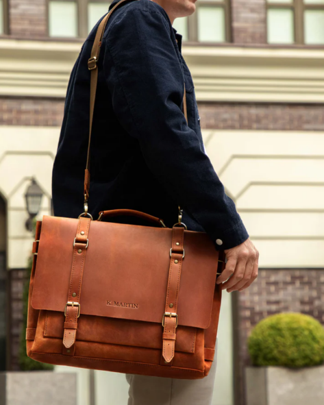 Valen Leather Laptop Briefcase – Handmade Full-Grain Leather Bag