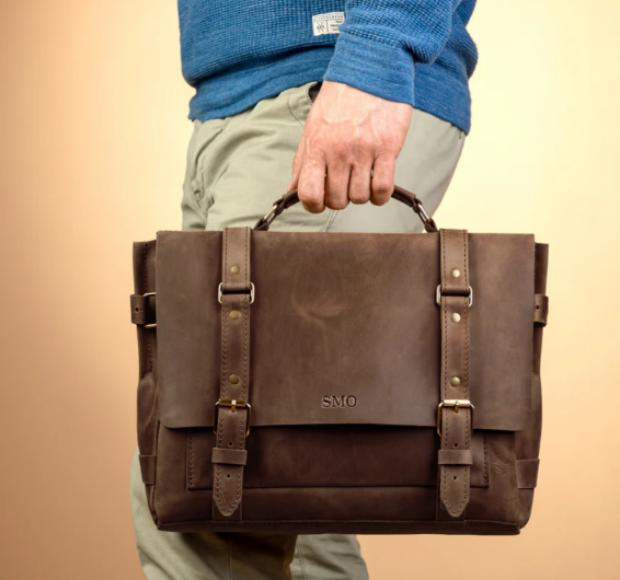 Valen Leather Laptop Briefcase – Handmade Full-Grain Leather Bag