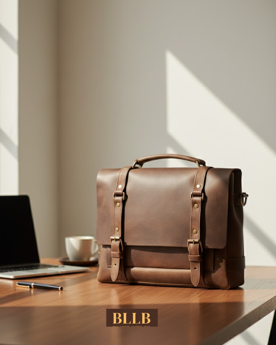 Valen Leather Laptop Briefcase – Handmade Full-Grain Leather Bag
