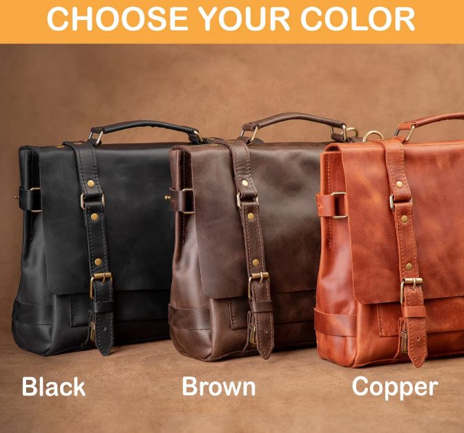 Valen Leather Laptop Briefcase – Handmade Full-Grain Leather Bag