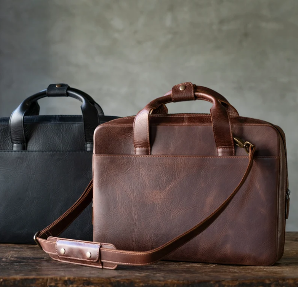 Elara Leather Laptop Bag – Handmade Full-Grain Leather Work Bag