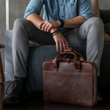 Elara Leather Laptop Bag – Handmade Full-Grain Leather Work Bag