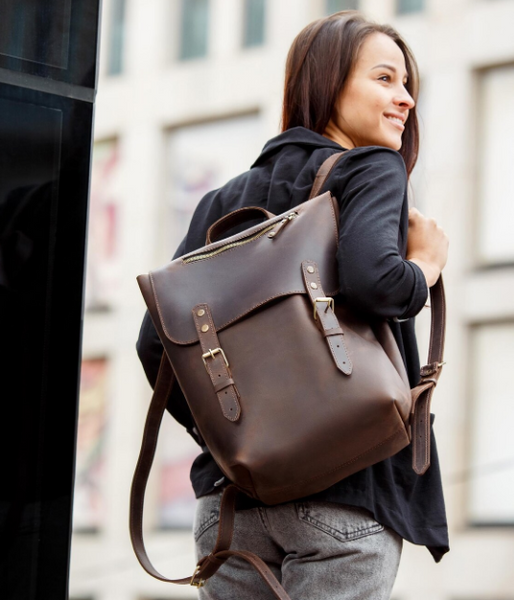 The Atlas Leather Laptop Backpack