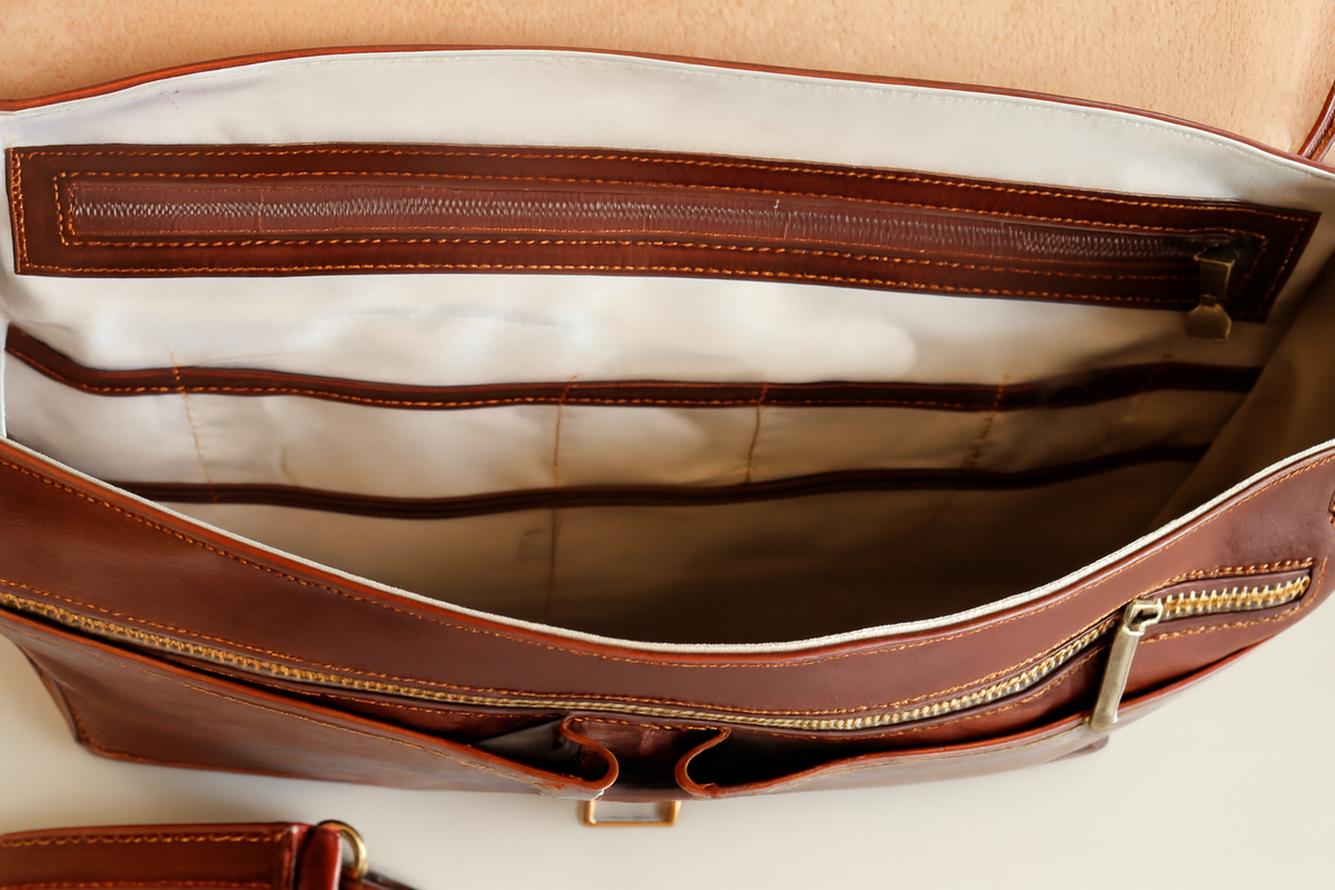 The Executive Leather Classic Briefcase by BLLB – Handmade Premium Leather Work Bag
