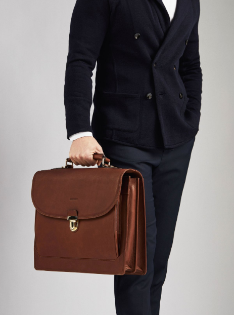 The Commander Leather Laptop Briefcase – Handmade Full-Grain Men’s Bag