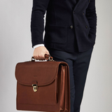 The Commander Leather Laptop Briefcase – Handmade Full-Grain Men’s Bag