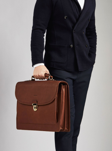 The Commander Leather Laptop Briefcase – Handmade Full-Grain Men’s Bag