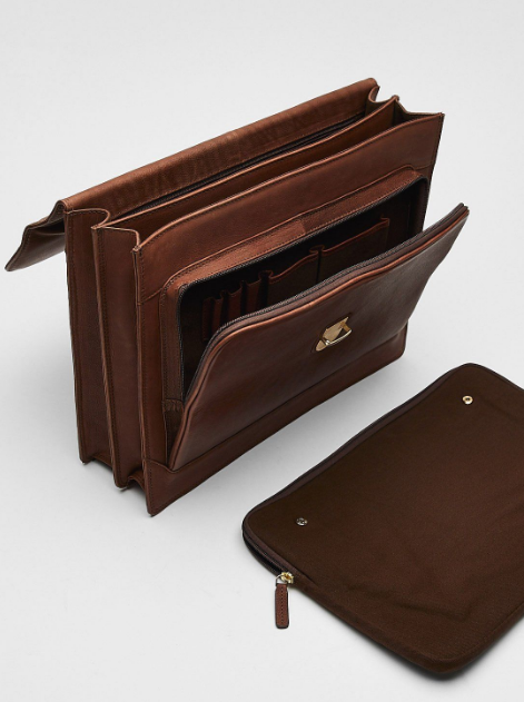 The Commander Leather Laptop Briefcase – Handmade Full-Grain Men’s Bag