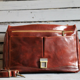 The Executive Leather Classic Briefcase by BLLB – Handmade Premium Leather Work Bag