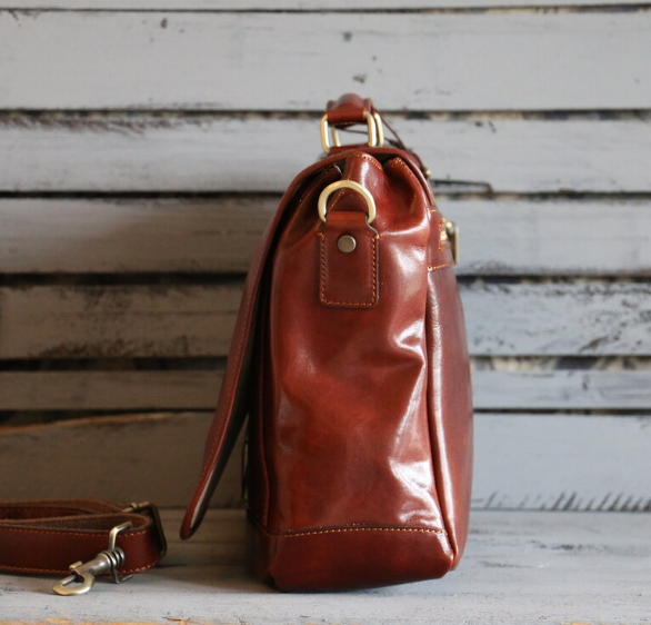 The Executive Leather Classic Briefcase by BLLB – Handmade Premium Leather Work Bag