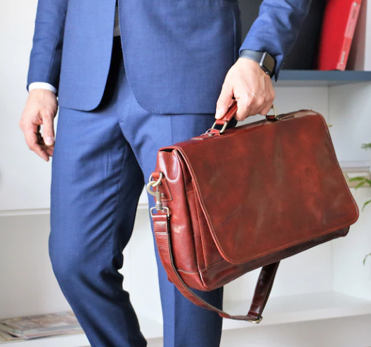 The Executive Leather Classic Briefcase by BLLB – Handmade Premium Leather Work Bag