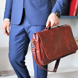 The Executive Leather Classic Briefcase by BLLB – Handmade Premium Leather Work Bag