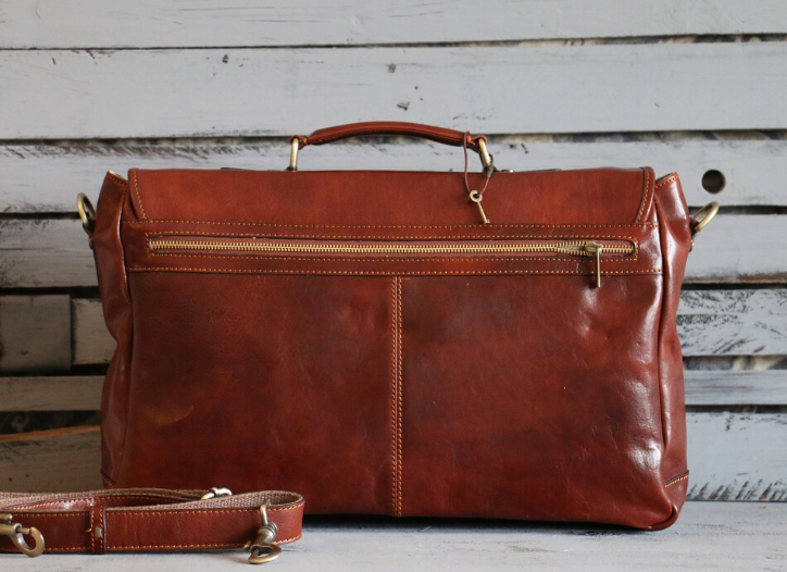 The Executive Leather Classic Briefcase by BLLB – Handmade Premium Leather Work Bag