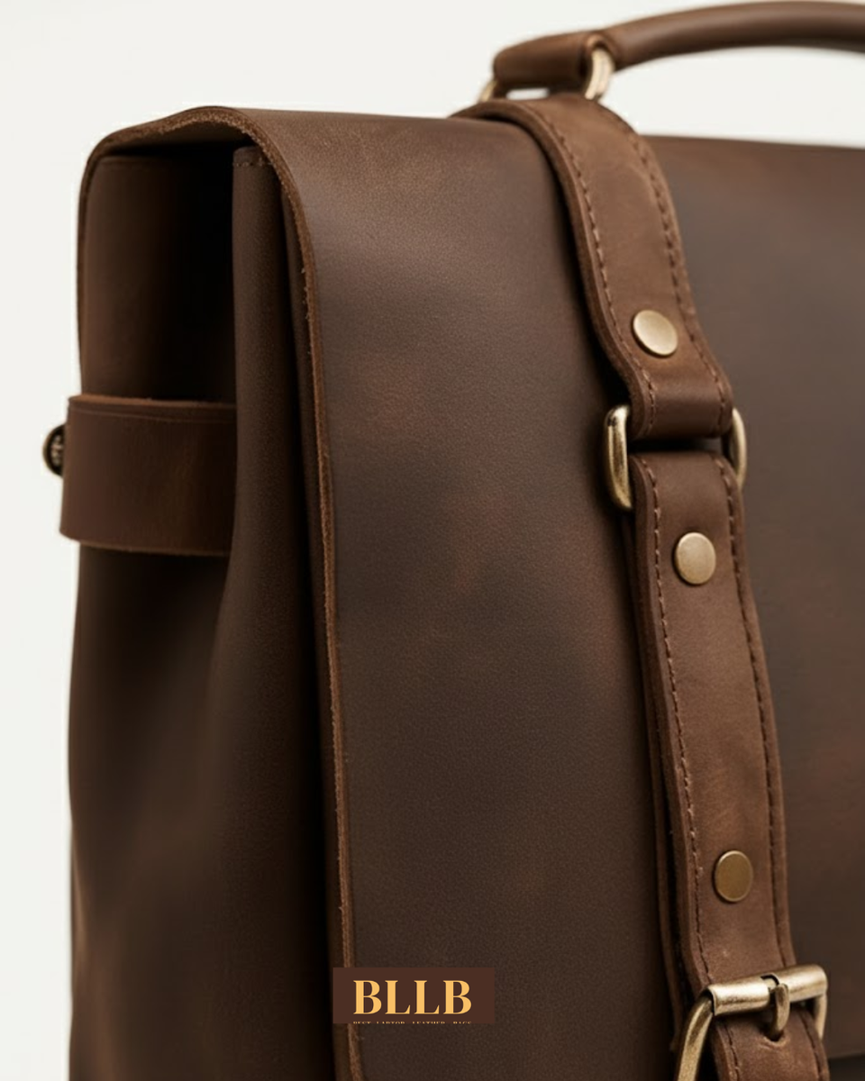 Valen Leather Laptop Briefcase – Handmade Full-Grain Leather Bag